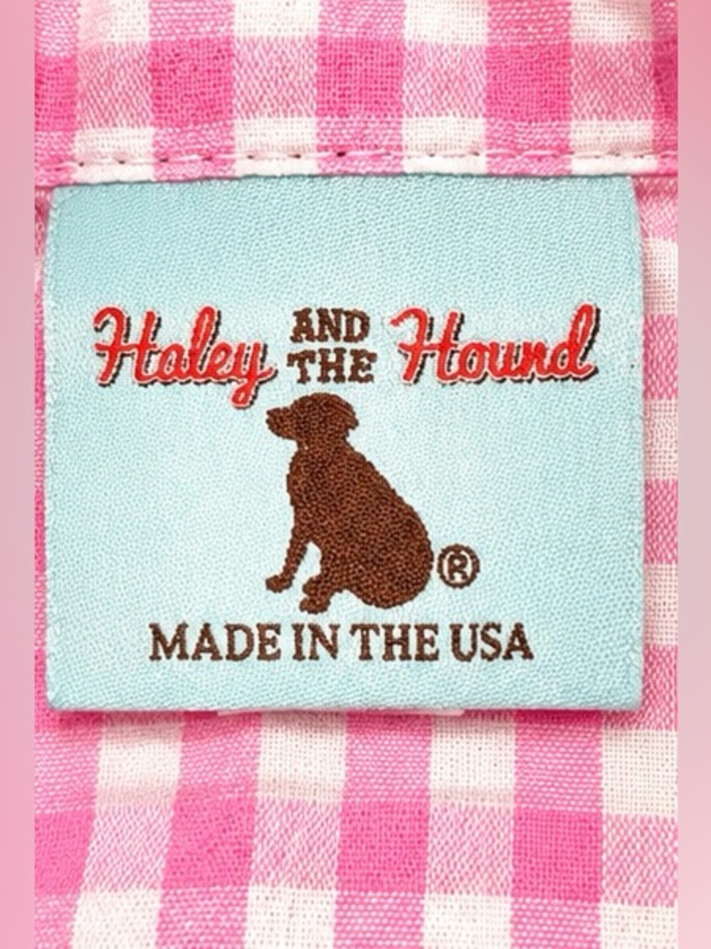 Haley & The Hound Pink Gingham Tunic Top Large 100% Cotton Made in USA - Picture 2 of 6